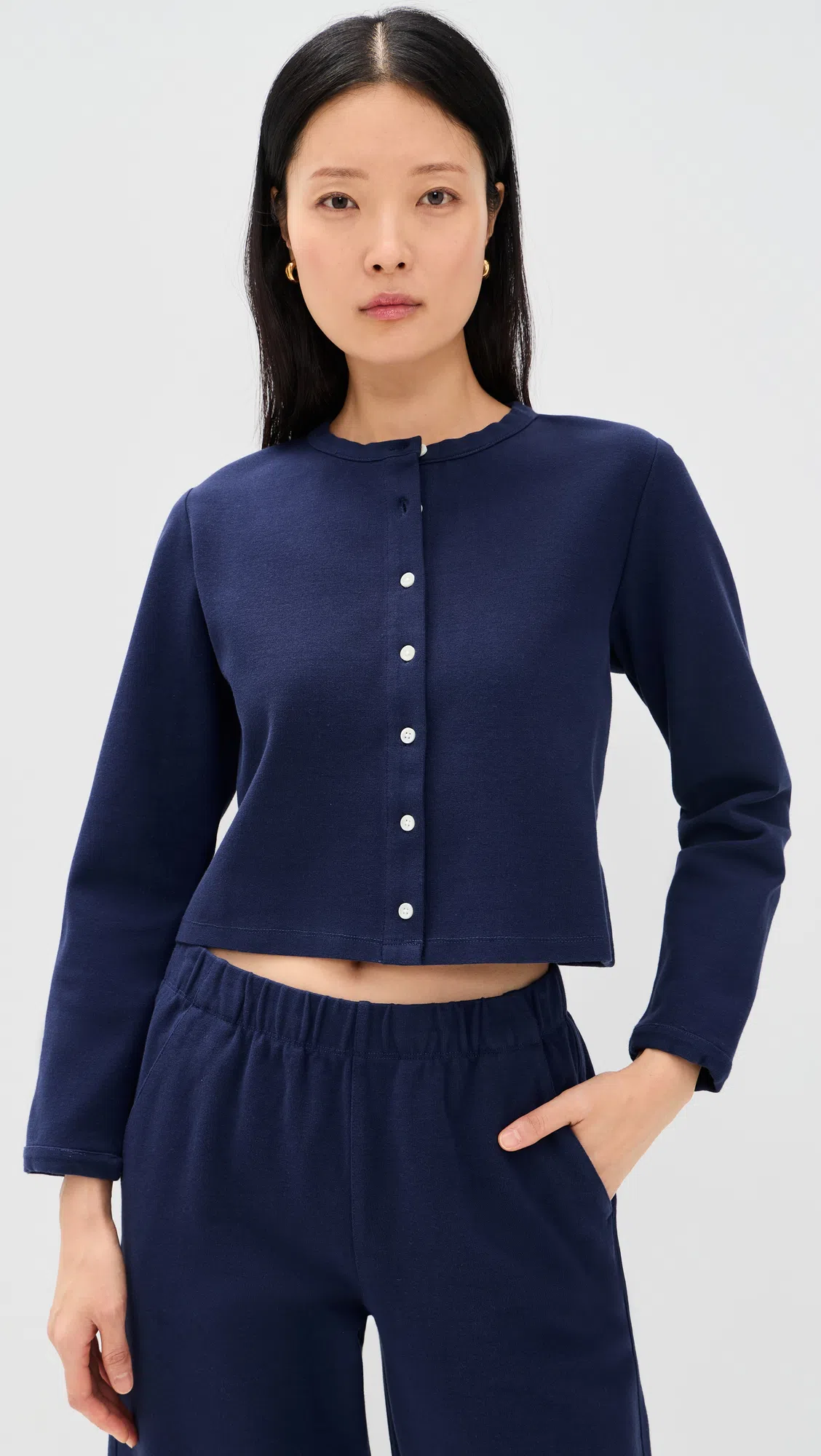 ALEX MILL Coco Sport Stretch Cotton Cardigan In Blue