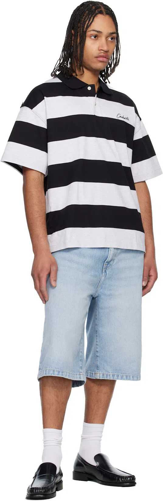 ACNE STUDIOS Stamped Monogram Calf Leather Loafers In Black