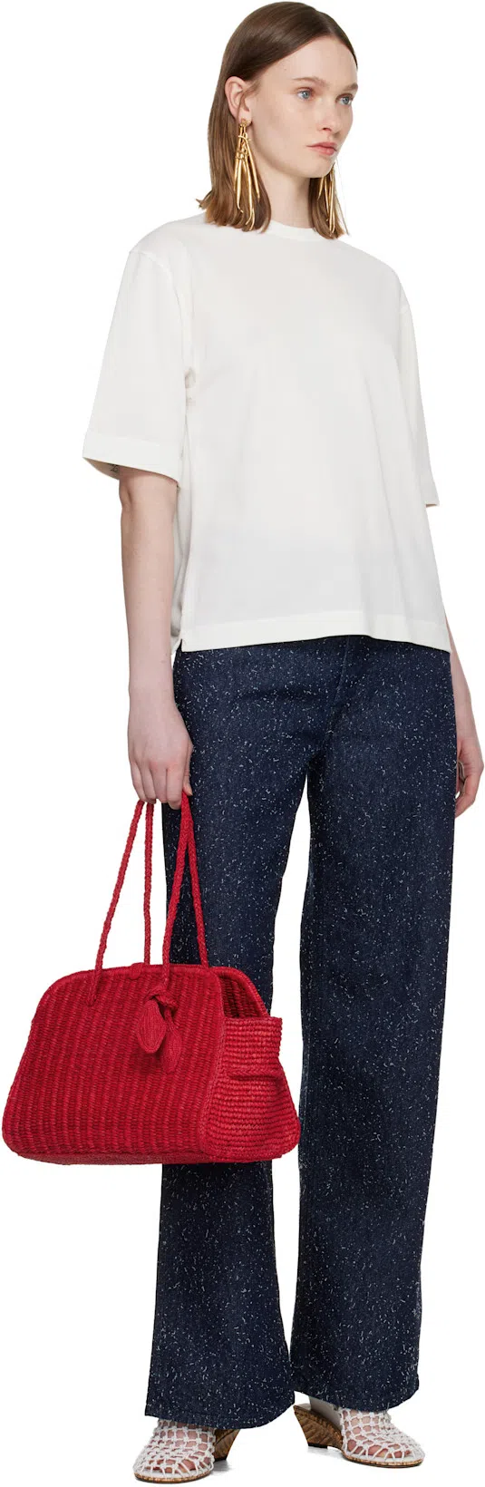 JACQUEMUS Medium Le Turismo Raffia Shoulder Bag In Burgundy
