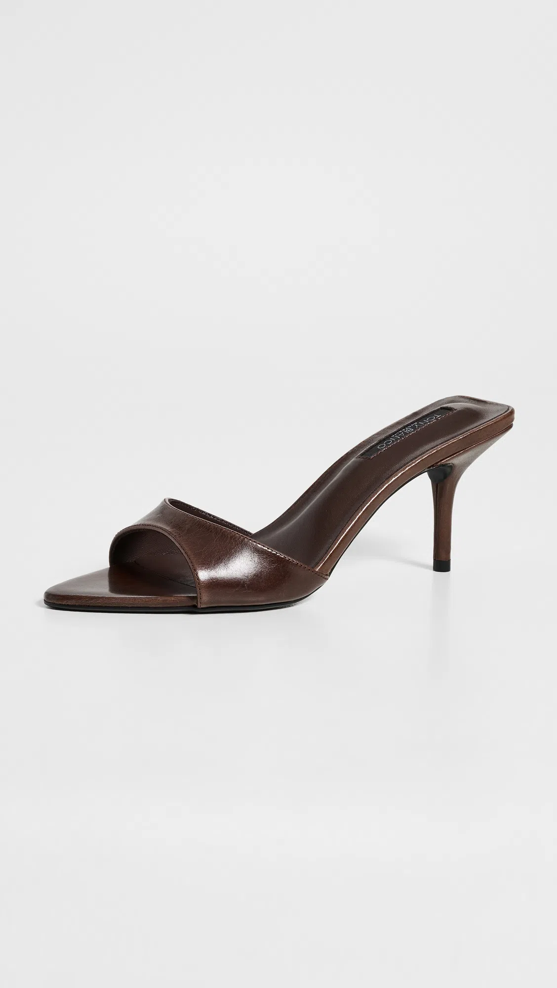 TONY BIANCO Hallie Heeled Mules Choc Vintage In Brown