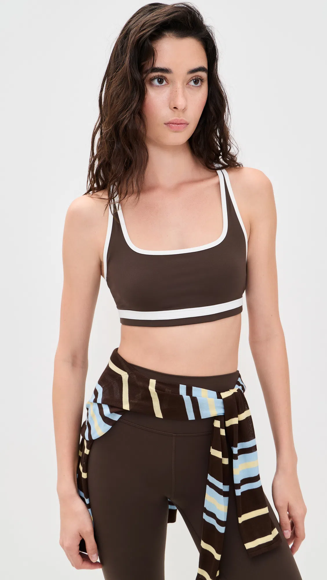 SPLITS59 Bianca Rigor Racerback Sports Bra In Brown