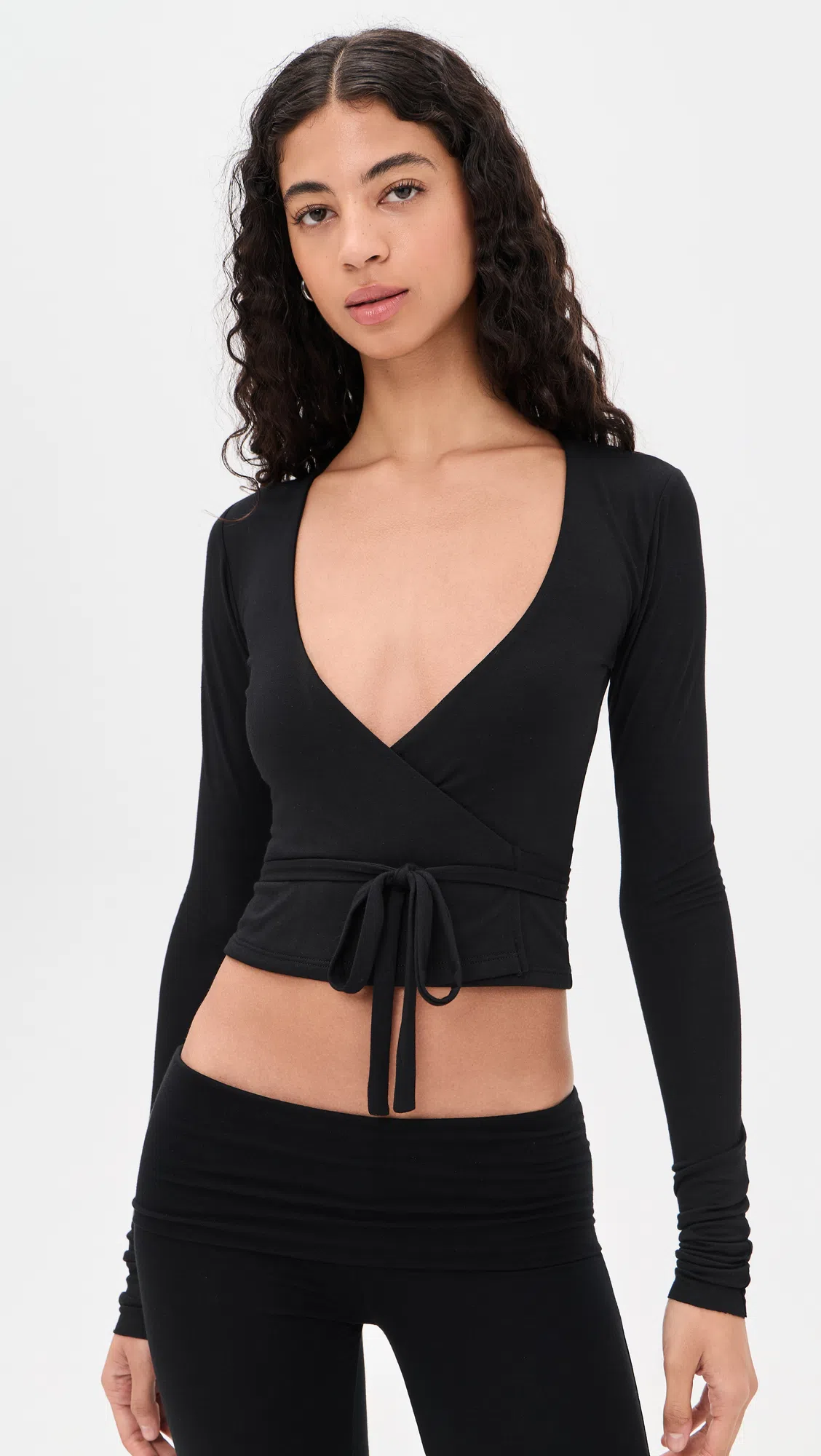 ÉTERNE Wrap Top In Black - Size X-large