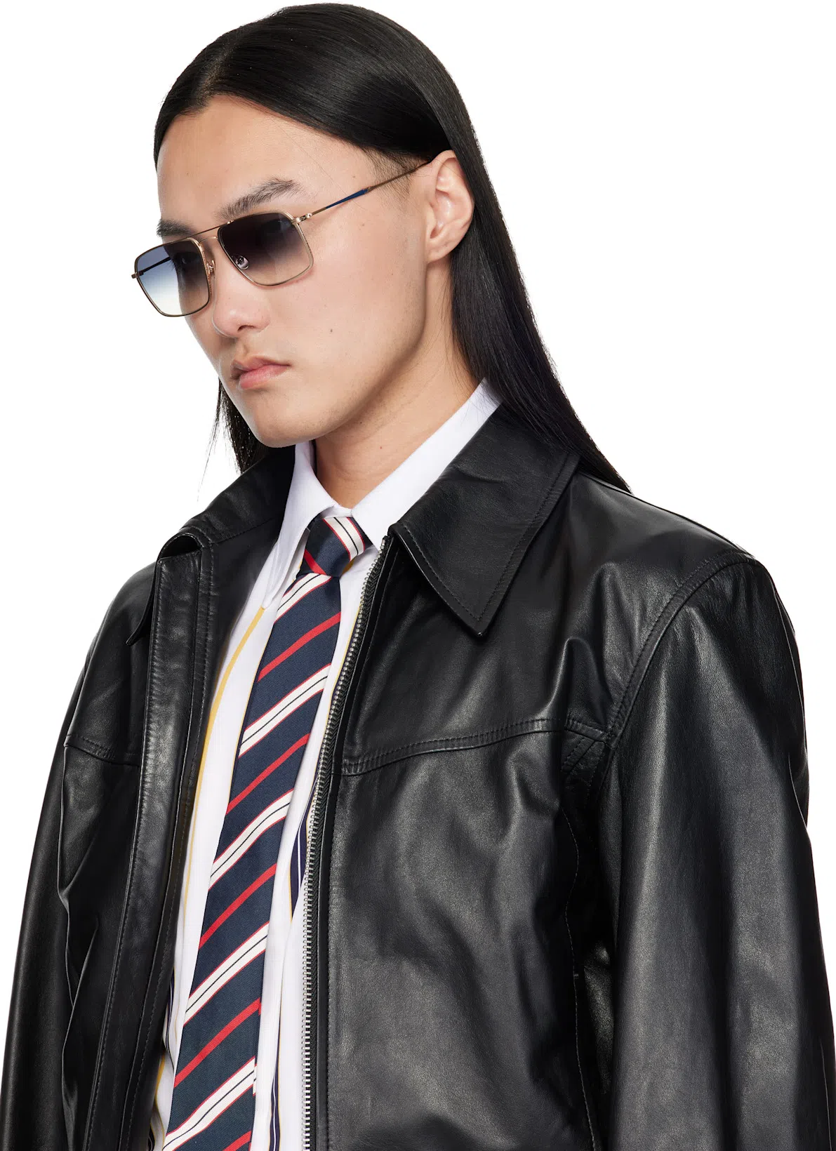 LEMAIRE Leather Blouson Biker Jacket In Black