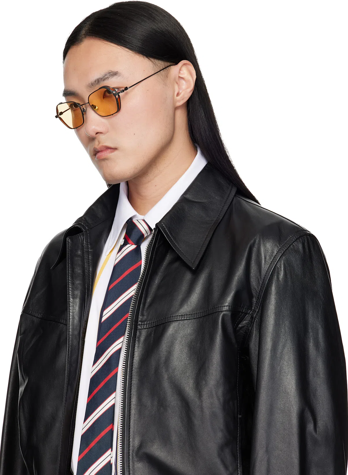 LEMAIRE Leather Blouson Biker Jacket In Black