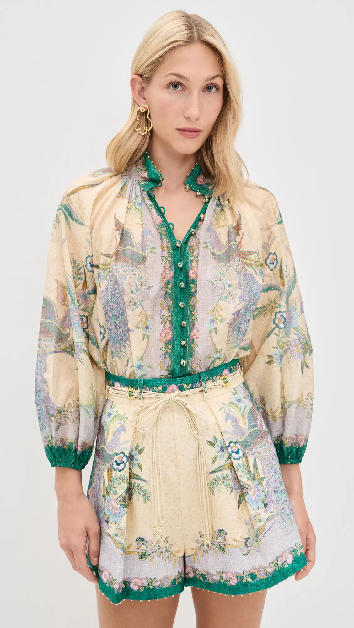 ZIMMERMANN Indra Printed Metallic Cotton And Silk-blend Blouse In Multi