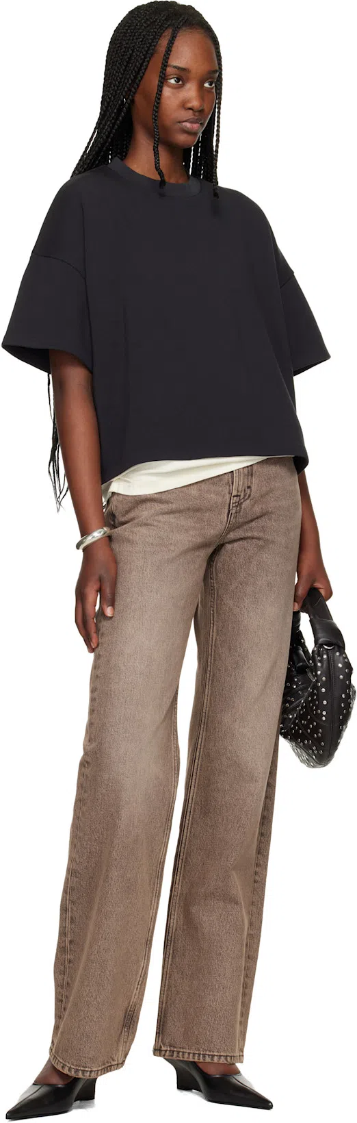 LEMAIRE Dark Chocolate Studs Dots Mini Fortune Croissant Bag In Brown