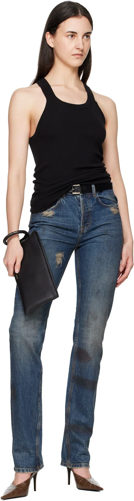 TOM FORD Aura Leather Clutch Bag With Lettering Logo On The Front In Black