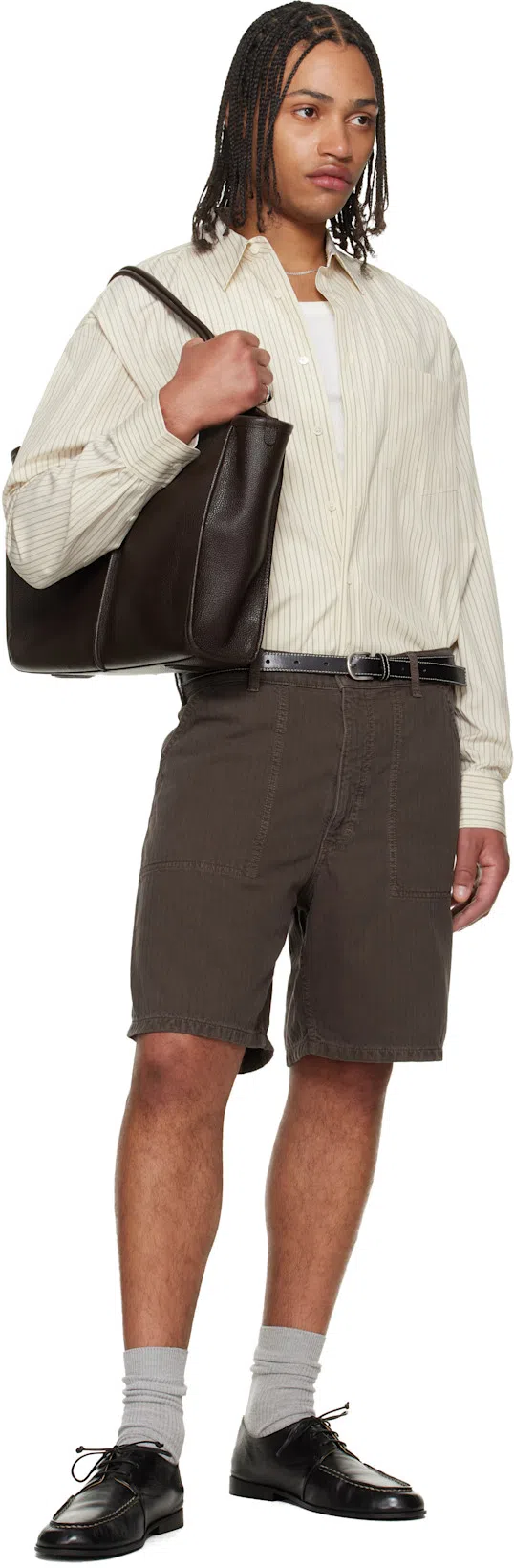 JEANERICA Genua Worker Chino Shorts 8 Chevron Brown