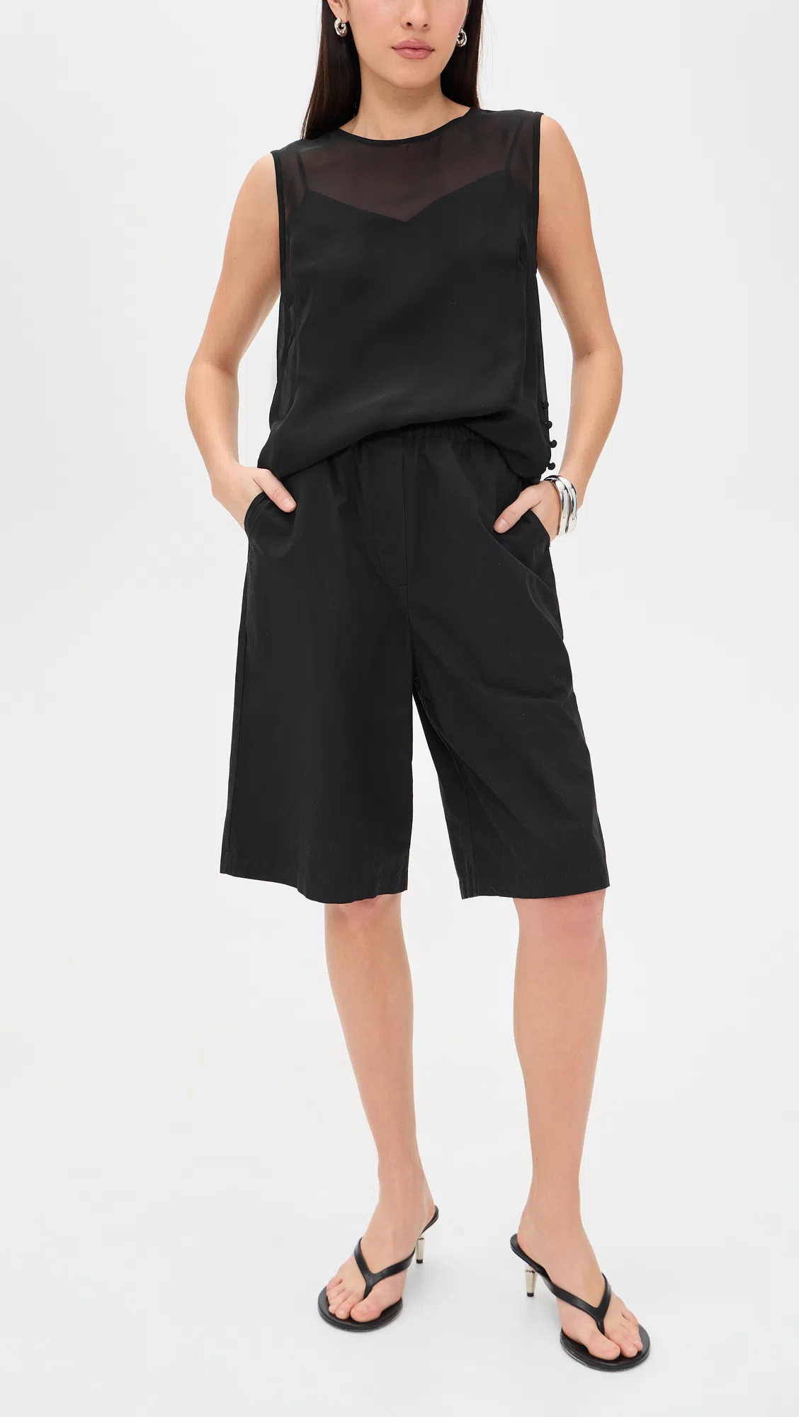 THEORY Fixed Sleeve Linen Button-up Shirt In Black