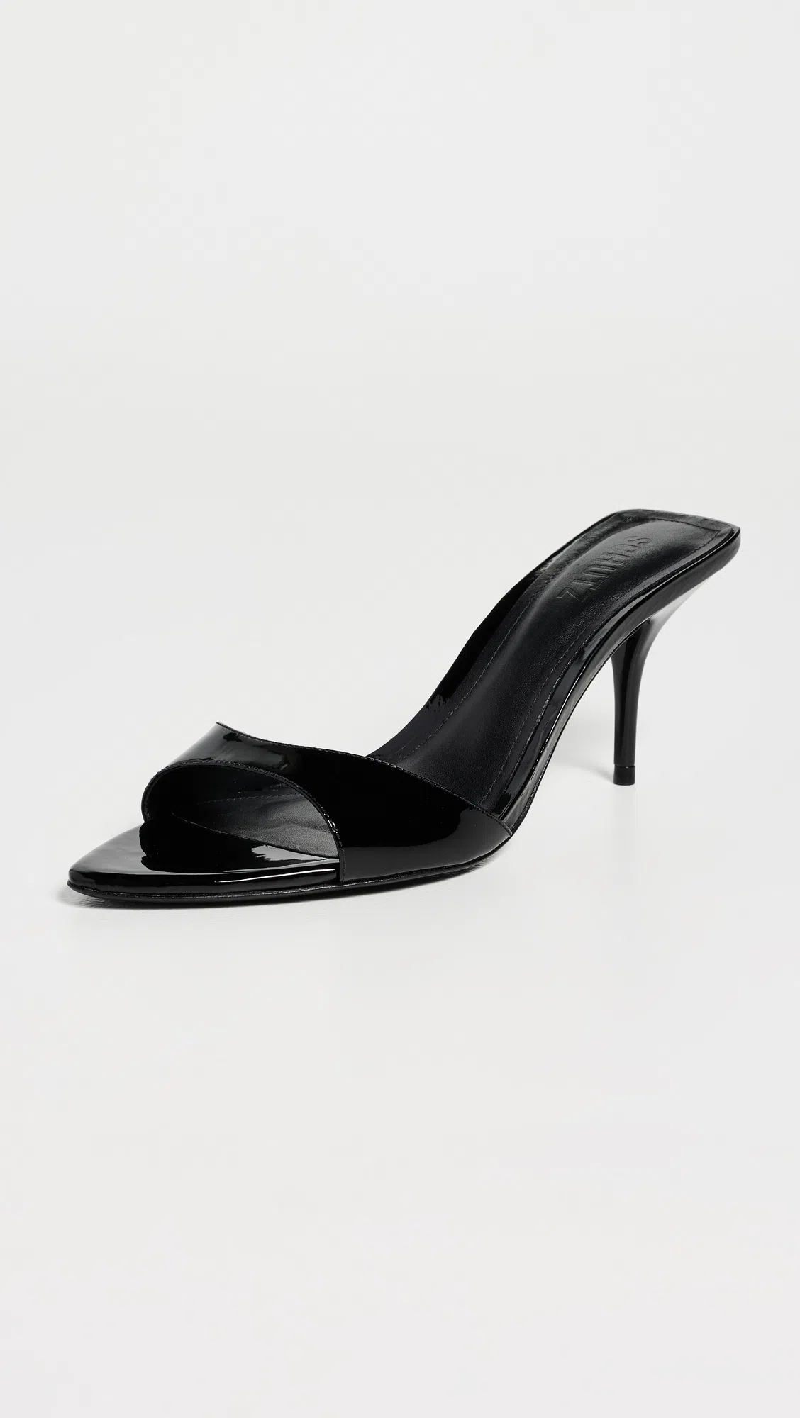 SCHUTZ Elodie Patent Stiletto Mule Sandals In Black