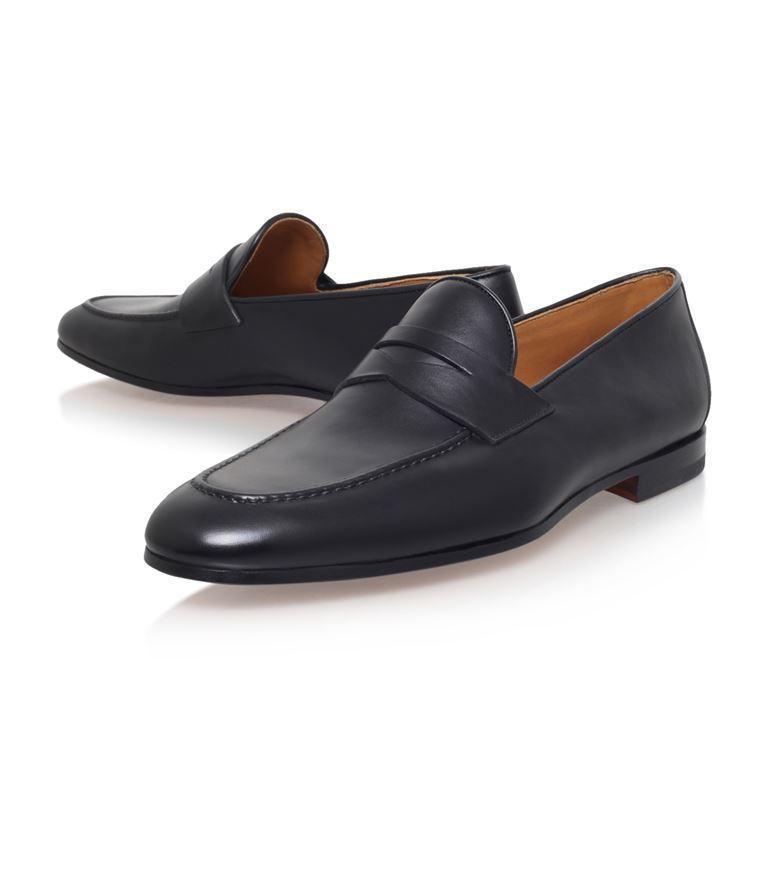 MAGNANNI Roberto Leather Penny Loafers In Black