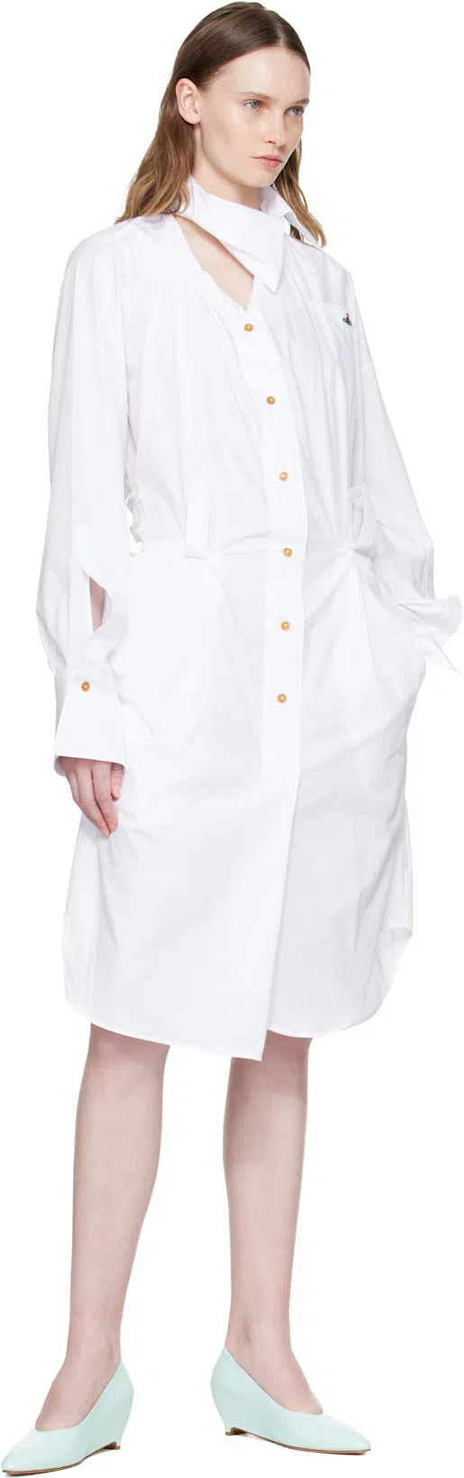 VIVIENNE WESTWOOD Drunken Shirt Dress Compact Poplin White 48 Women
