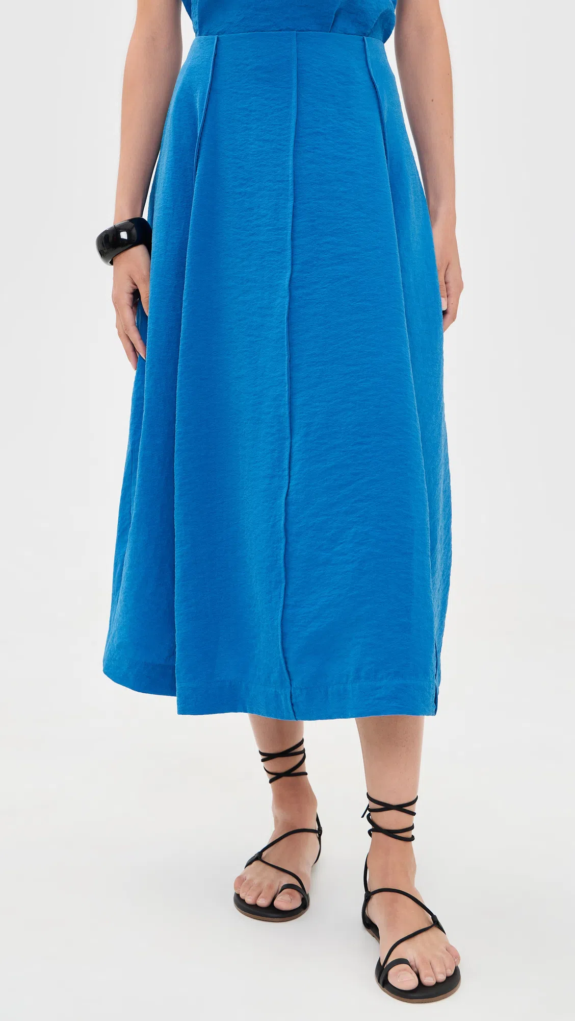 THEORY Belted Halter Top In Relaxed Silk In Blue