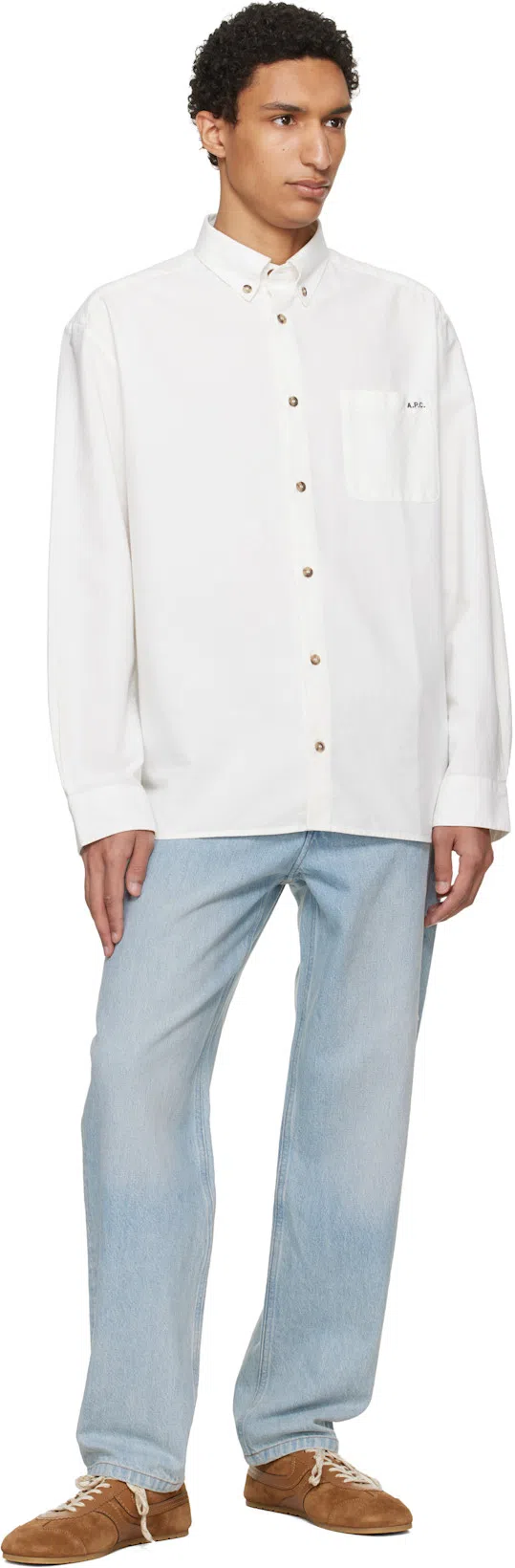 A.P.C. Classic Button-down Shirt With Subtle Logo Detail In Multi