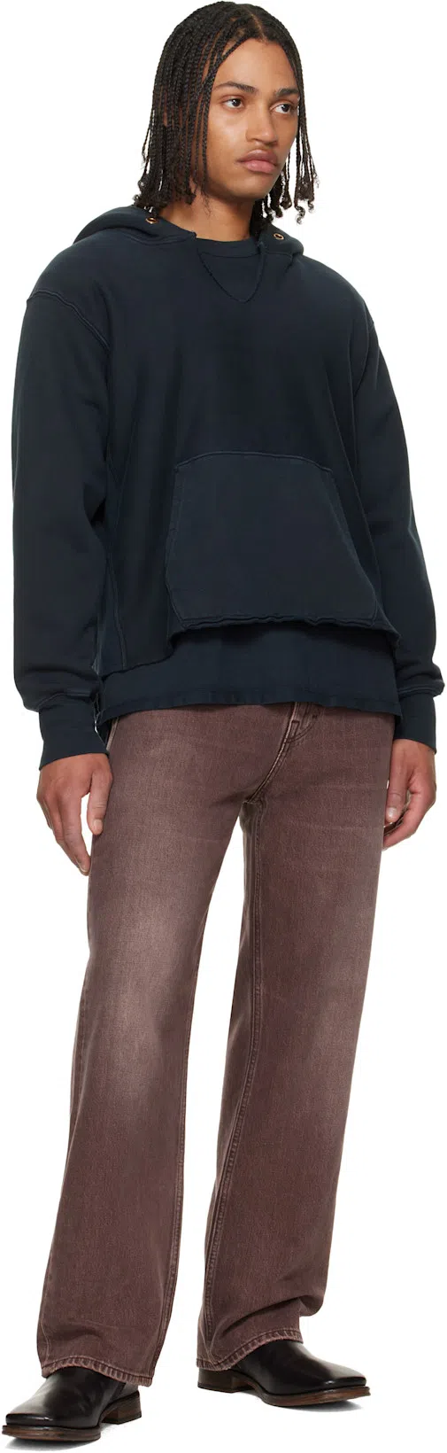 OUR LEGACY Denim Trousers Faded Effect Belt Loops Five Pockets In Brown