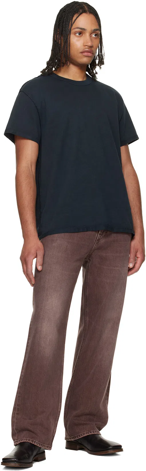 OUR LEGACY Denim Trousers Faded Effect Belt Loops Five Pockets In Brown