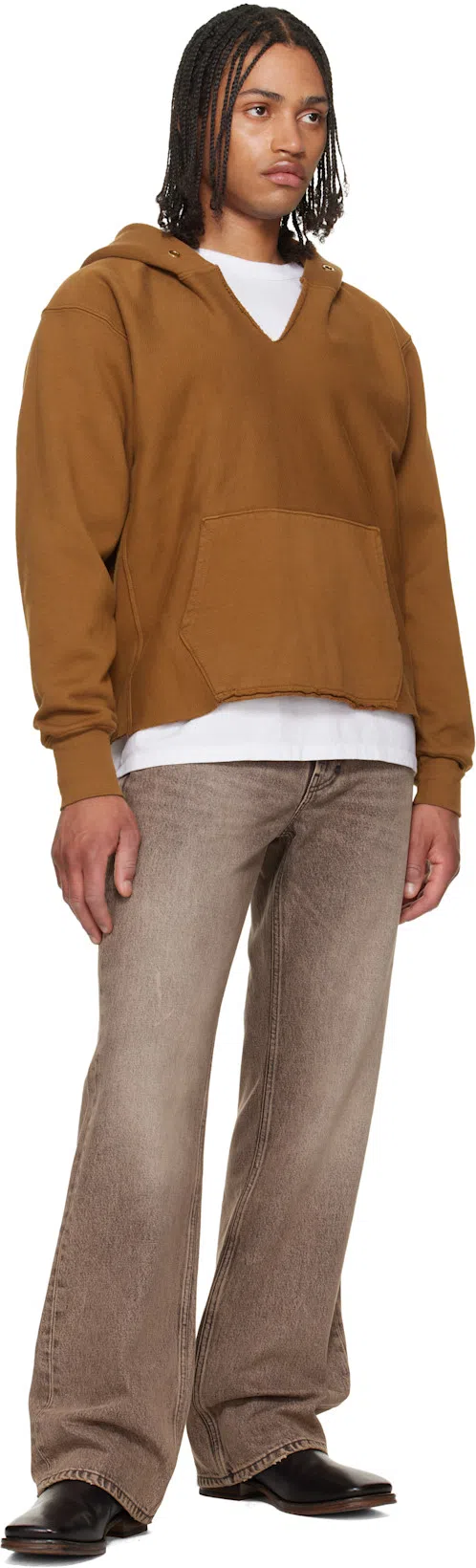 OUR LEGACY Denim Trousers Faded Effect Belt Loops Five Pockets In Brown