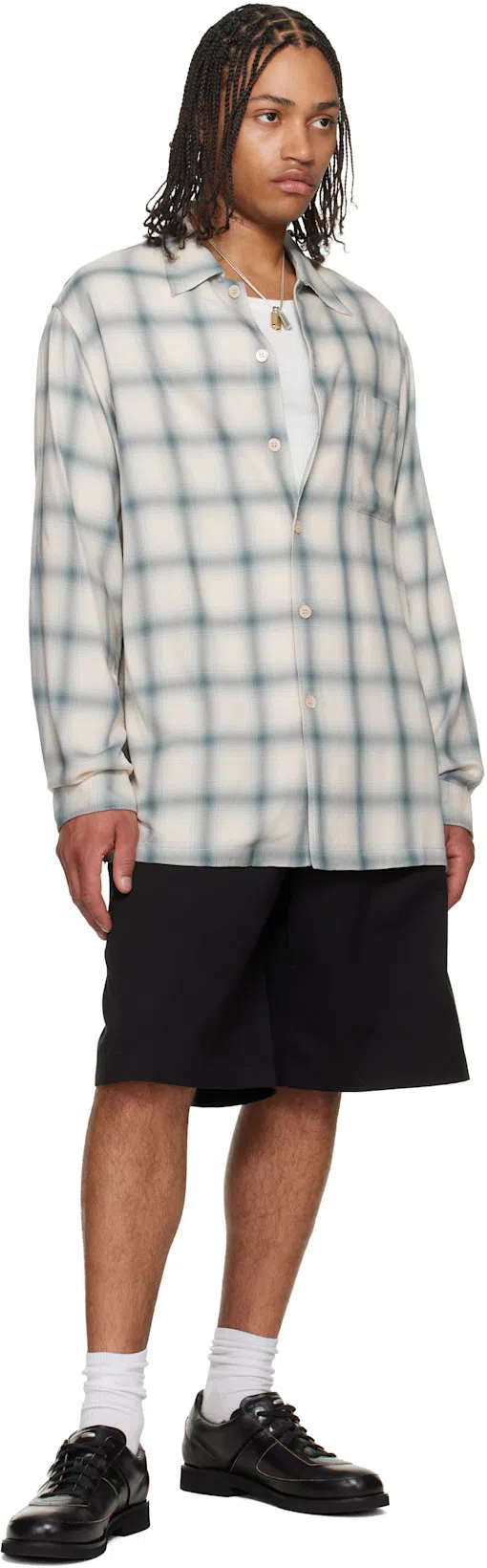 OUR LEGACY Off-white Drift Shirt In Blue