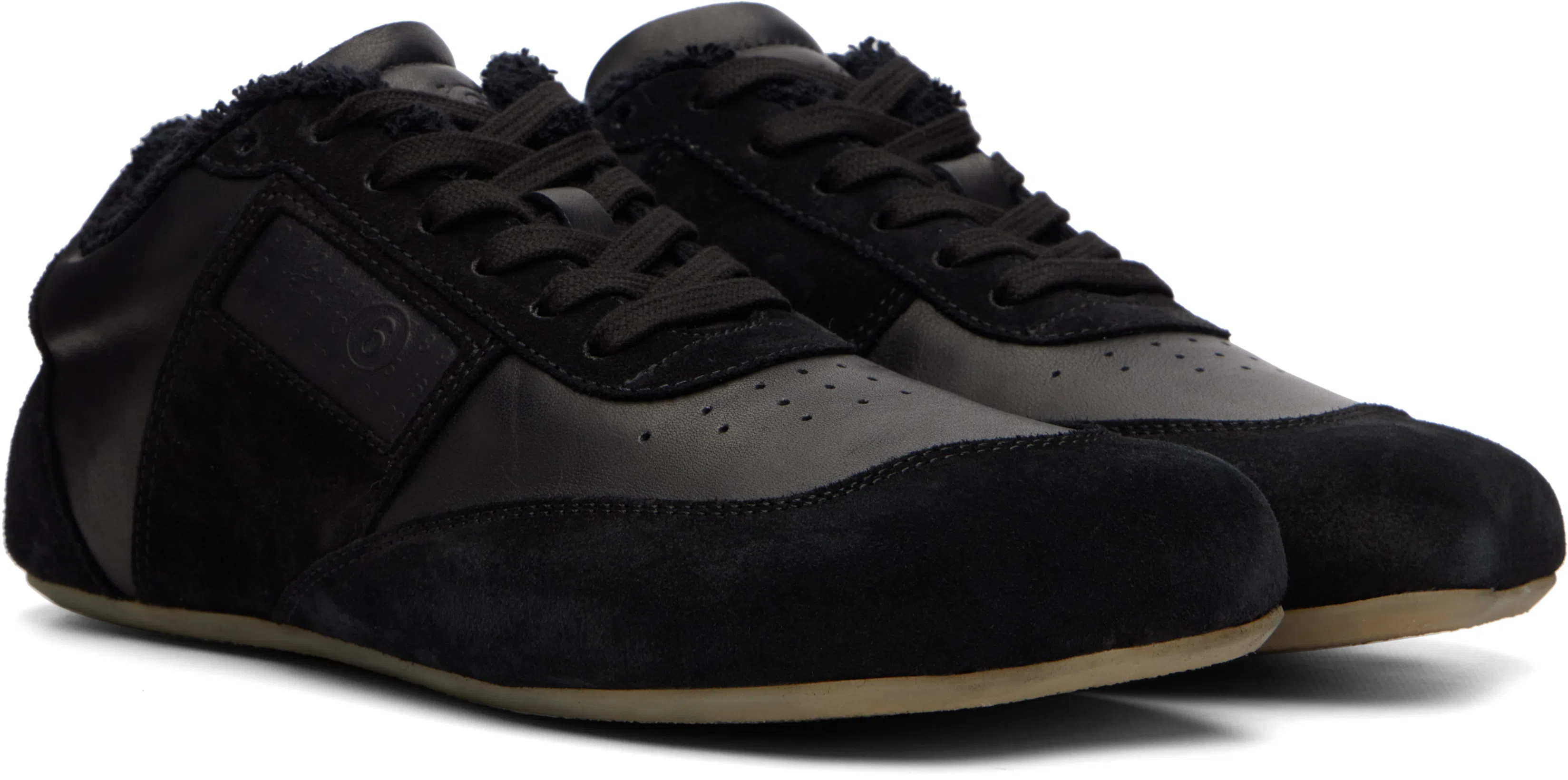 MM6 MAISON MARGIELA Mm6 By Maison Margiela Contemporary Black Leather And Suede Sneakers With Square Toe