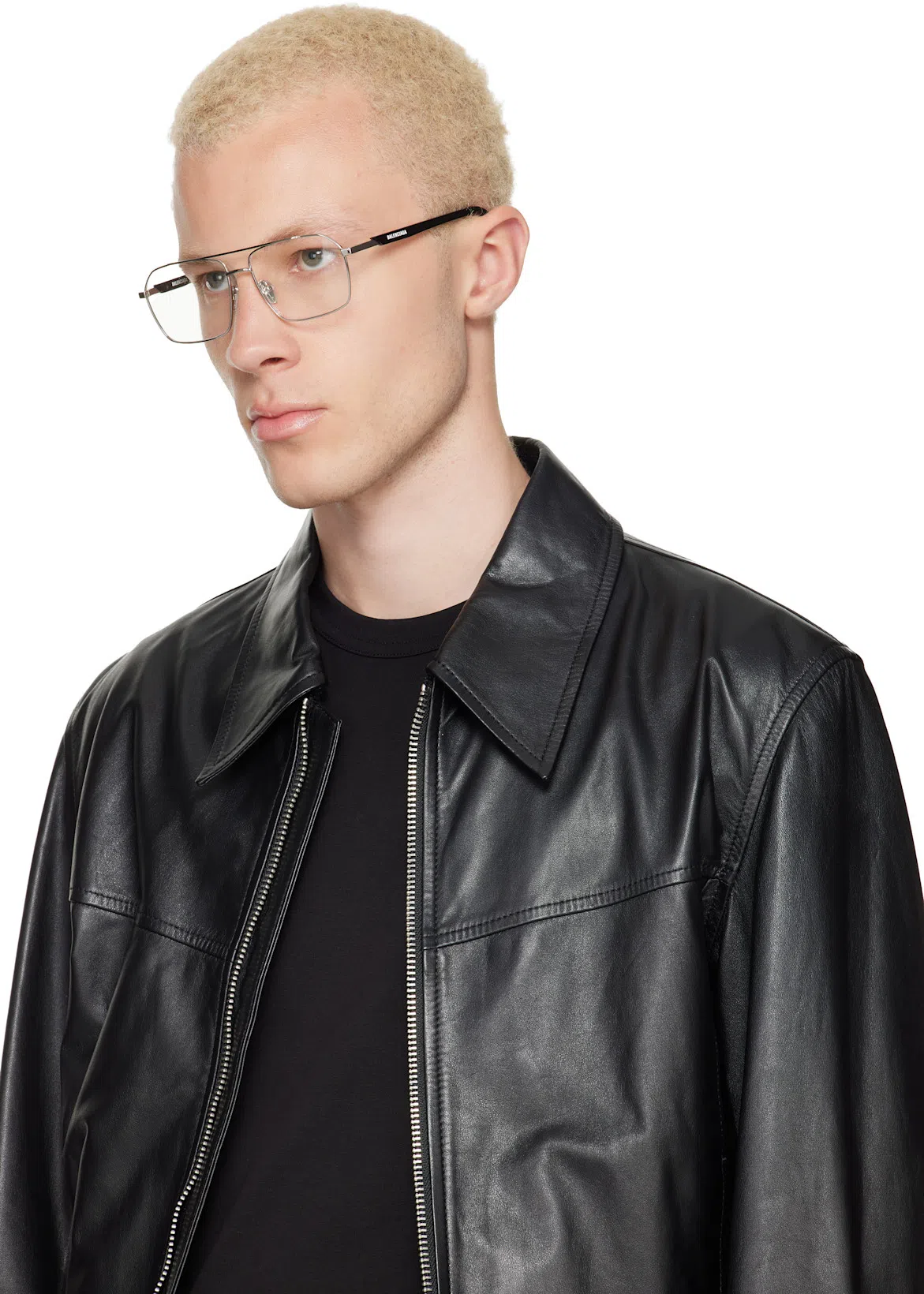 LEMAIRE Leather Blouson Biker Jacket In Black