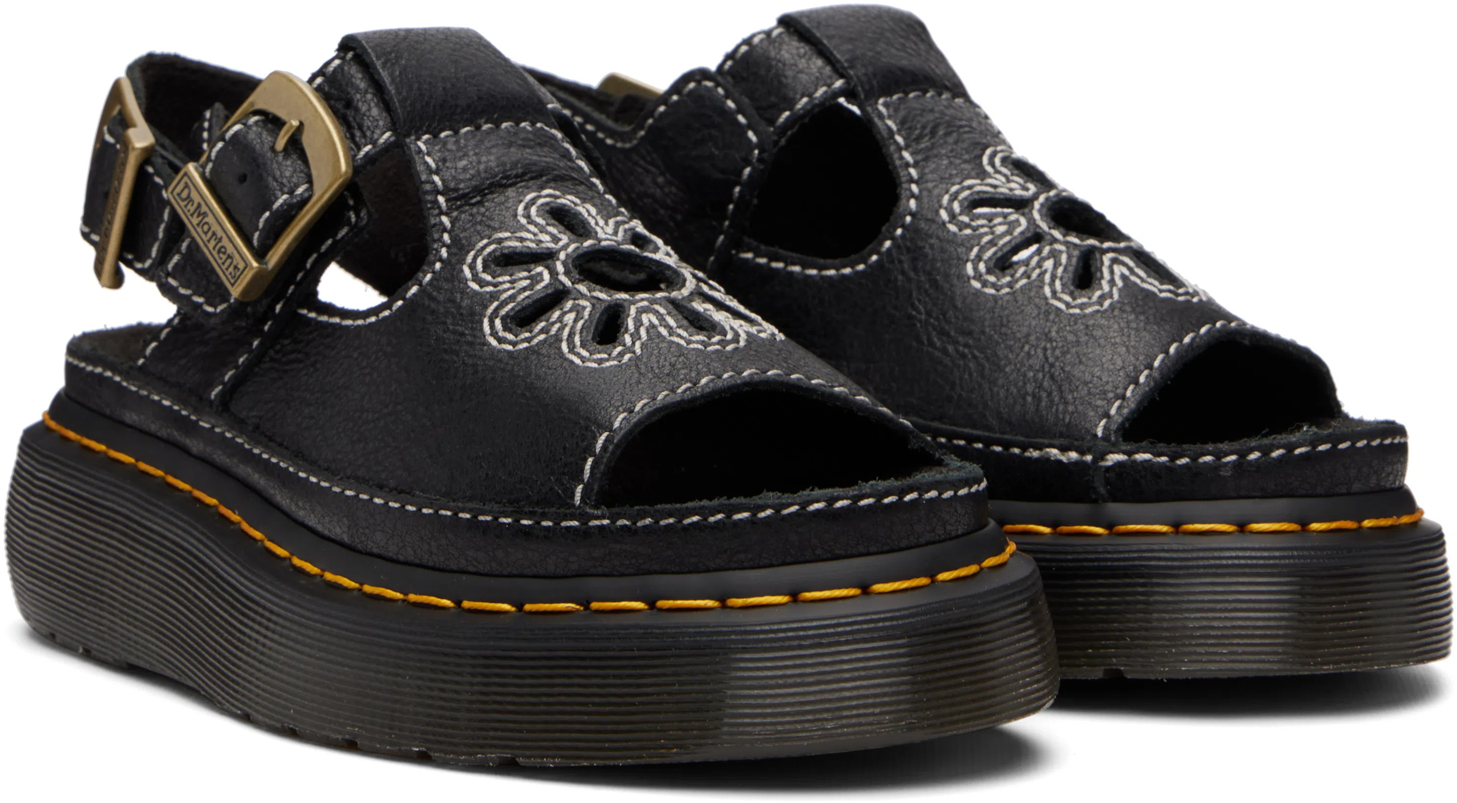 DR. MARTENS Dunnet Flower Full Grain Leder Sandalen In Black