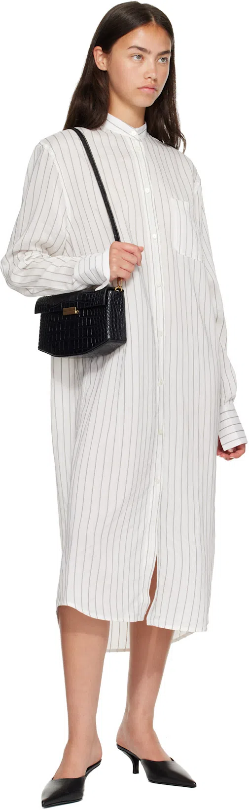 TOTÊME Cotton Silk Summer Tunic Dress In White