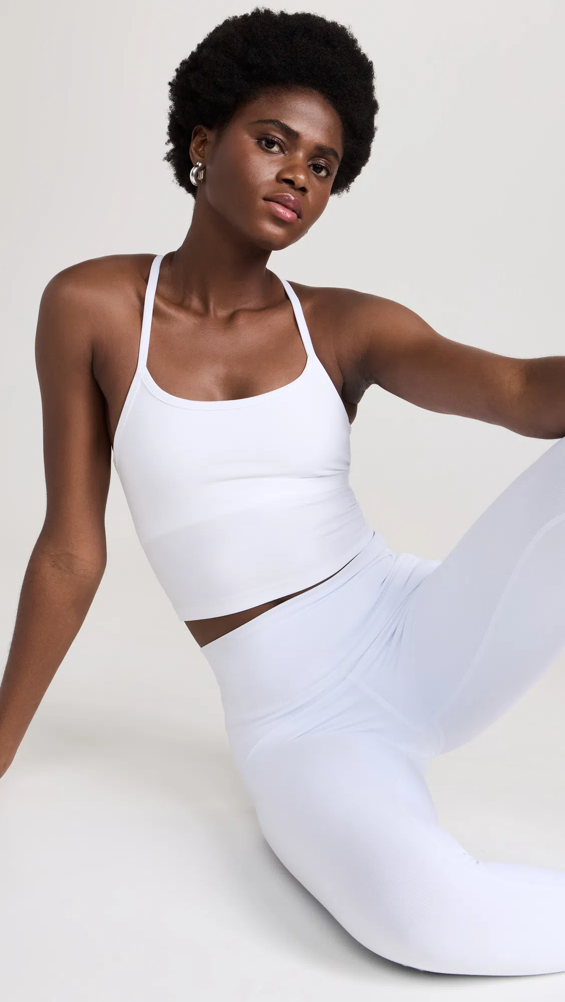 BEYOND YOGA Spacedye Slim Racerback Cropped Tank In White