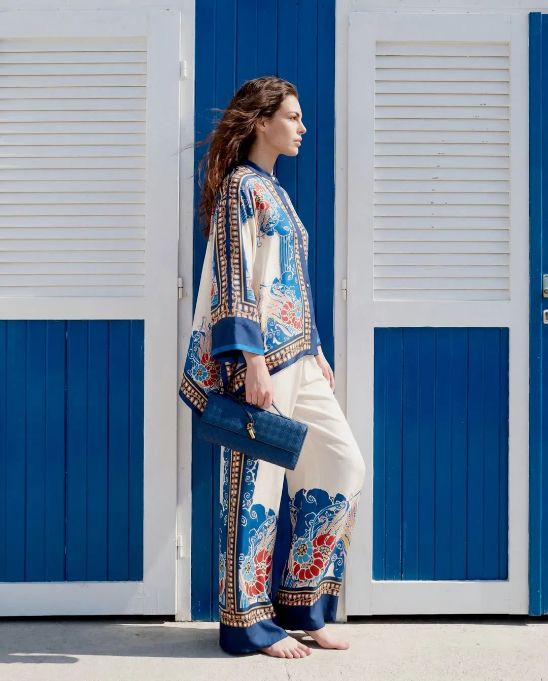 LA DOUBLEJ Multicolor Palazzo Pants With Wide Leg And All-over Print In Silk Woman