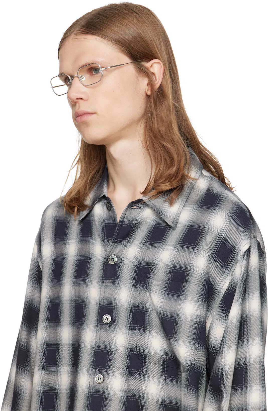 OUR LEGACY Every Shirt Reno Cowboy Relaxedfit Checked Viscose Shirt In Black