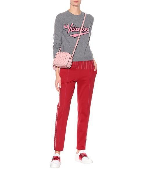 VALENTINO GARAVANI Valentino Calfskin Sneakers With Contrasting Bands And Rubber Studs In White