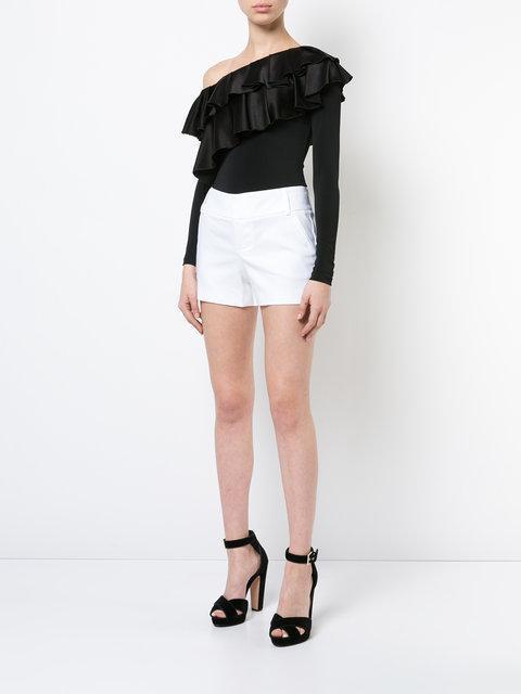 ALICE AND OLIVIA Cady Cotton Blend Shorts In White