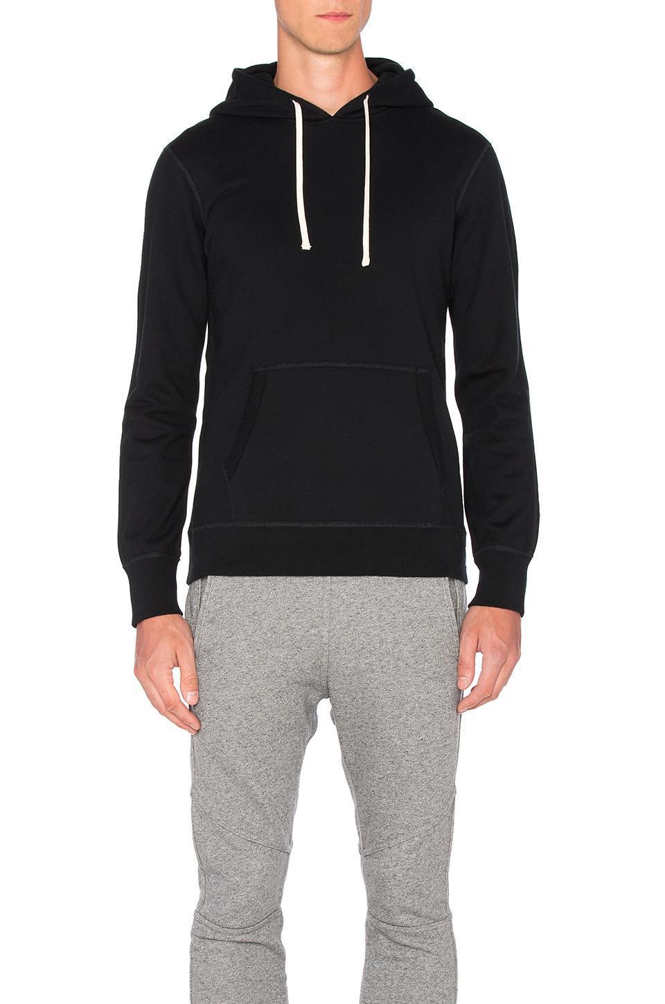 REIGNING CHAMP Midweight Terry Cotton Hoodie In Black
