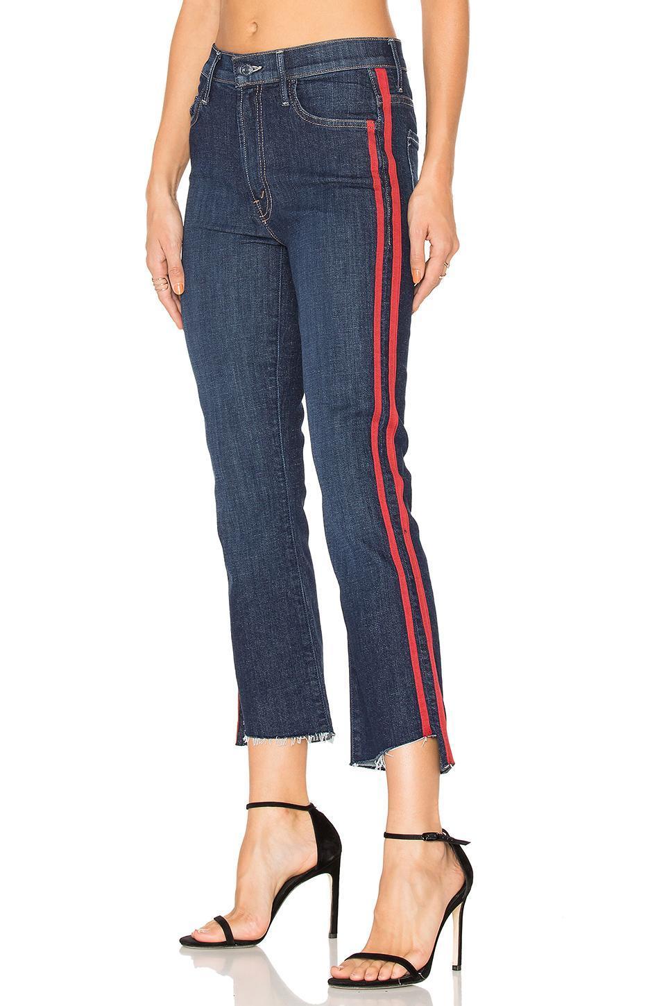 MOTHER The Insider Crop Step Fray Striped Jeans In Sra