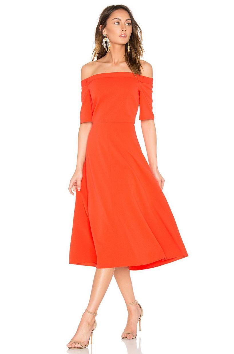Tibi Off the Shoulder Midi Dress