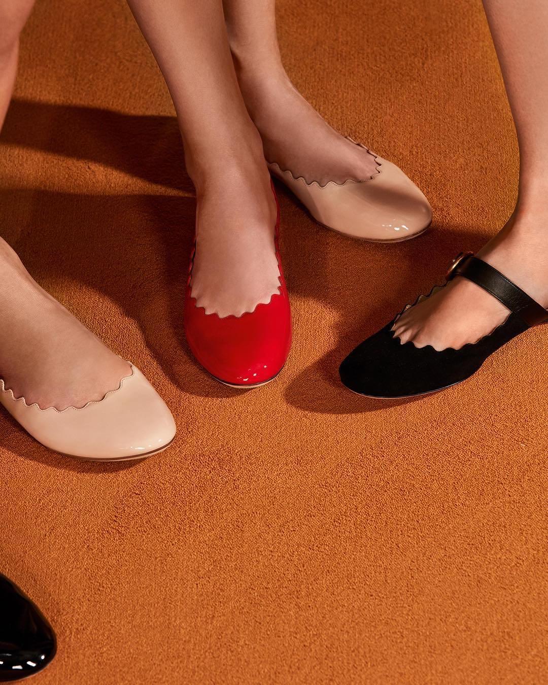 CHLOÉ Chloe Lauren Scalloped Leather Ballerina Flat In Purple