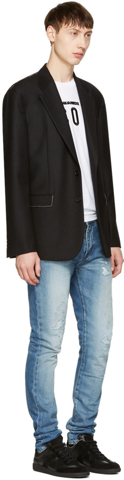 DSQUARED2 White Crewneck T-shirt With Maxi Logo Print On The Front In Cotton Man