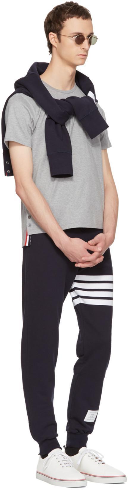 THOM BROWNE Classic Loopback 4-bar Sweatpants In Blue