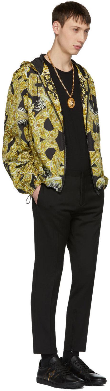 VERSACE White Crewneck T-shirt With Medusa Print On The Front In Black