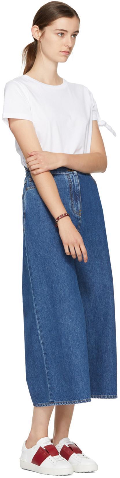 VALENTINO GARAVANI Valentino Calfskin Sneakers With Contrasting Bands And Rubber Studs In White