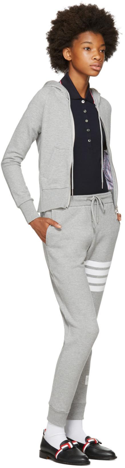 THOM BROWNE Light Grey Cotton 4bar Track Pants In Gray