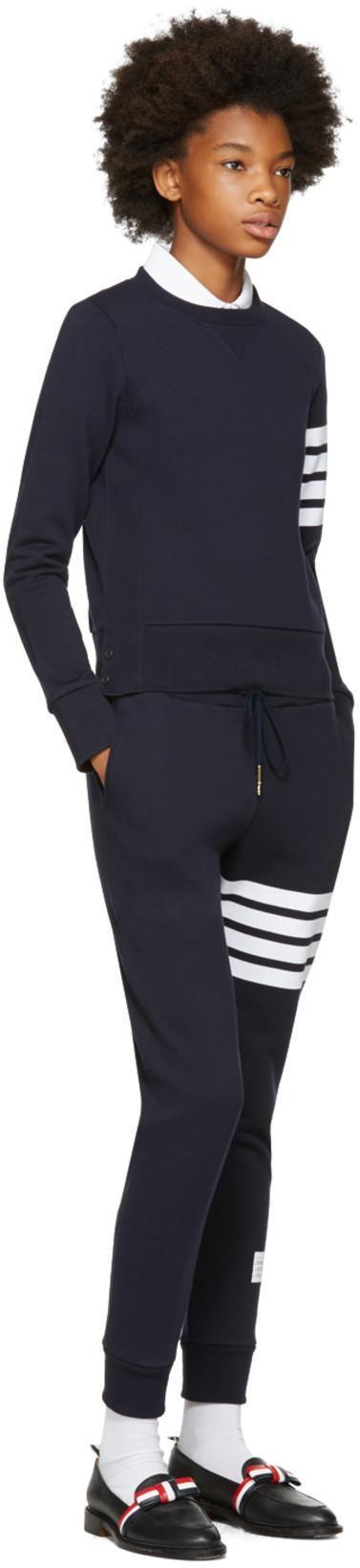 THOM BROWNE Blue Jersey Sweatshirt With 4bar Detail