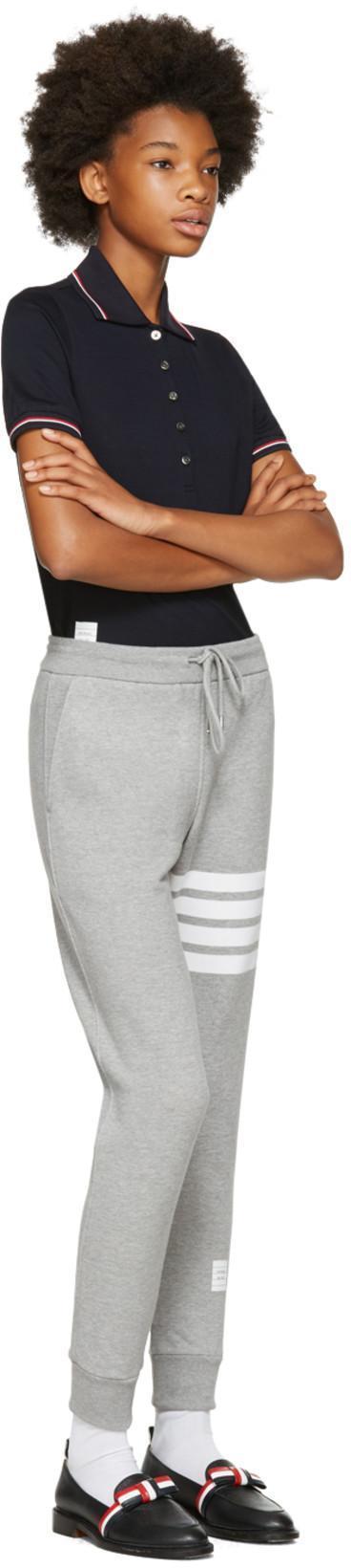 THOM BROWNE Light Grey Cotton 4bar Track Pants In Gray