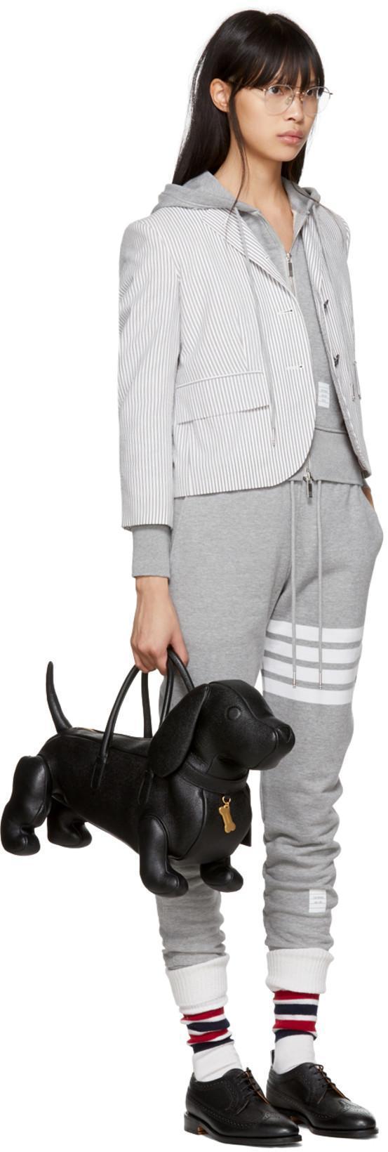 THOM BROWNE Light Grey Cotton 4bar Track Pants In Gray