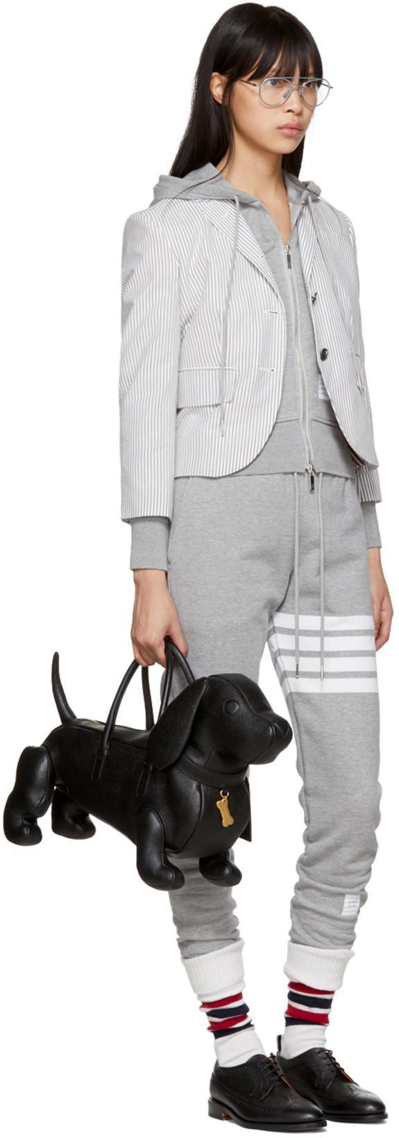 THOM BROWNE Light Grey Cotton 4bar Track Pants In Gray