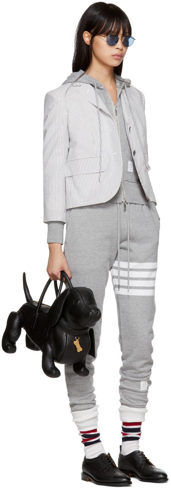 THOM BROWNE Light Grey Cotton 4bar Track Pants In Gray