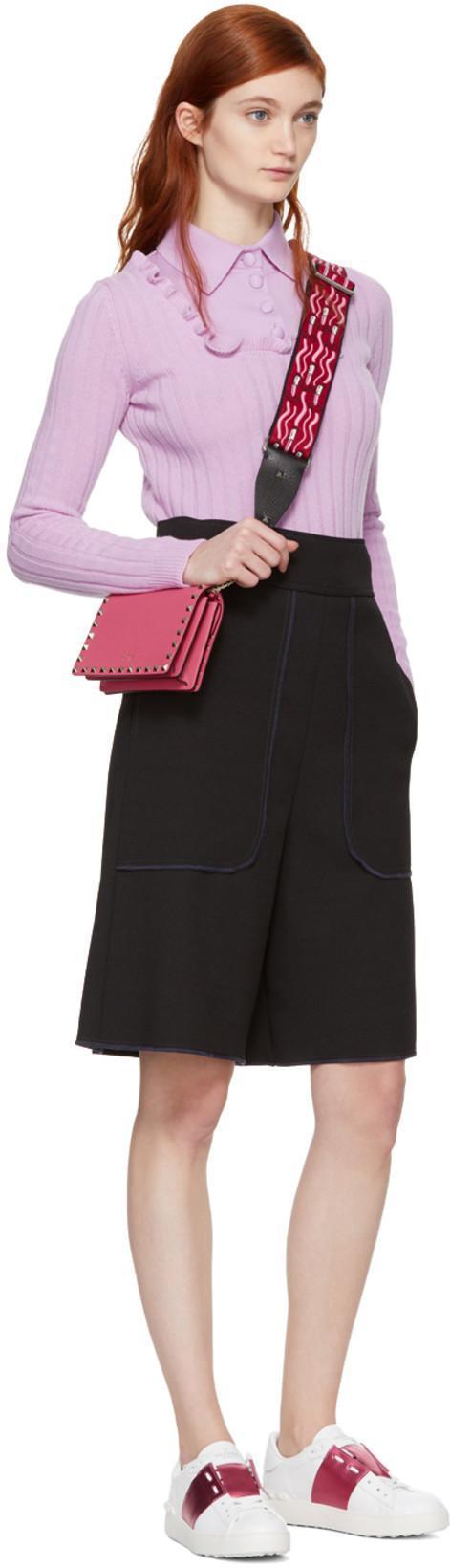 VALENTINO GARAVANI Valentino Calfskin Sneakers With Contrasting Bands And Rubber Studs In White