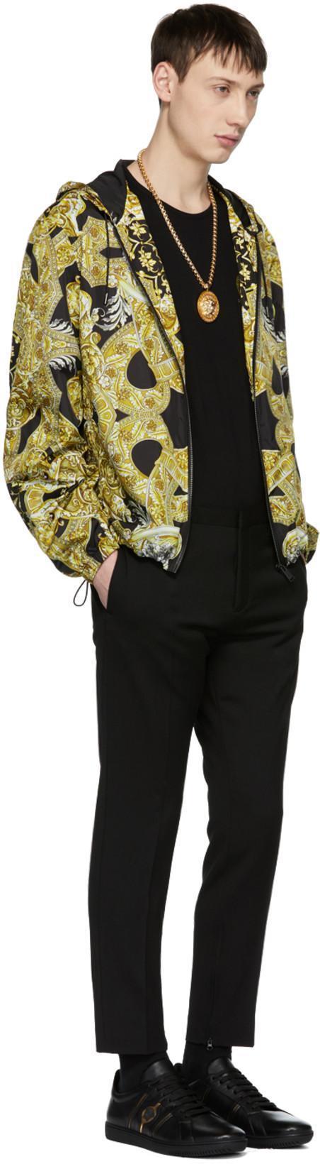 VERSACE White Crewneck T-shirt With Medusa Print On The Front In Black