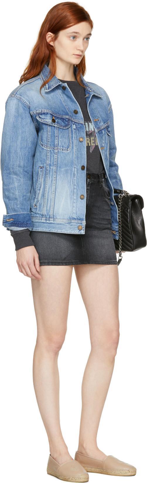 SAINT LAURENT 10mm Logo Embossed Leather Espadrilles In Pink