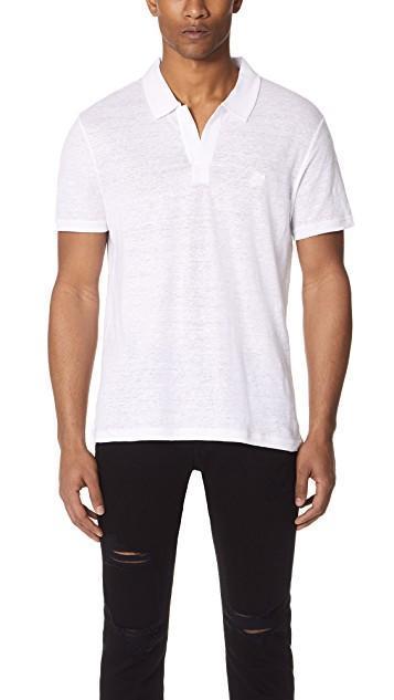 VILEBREQUIN Regular Fit Short Sleeve Linen Polo Shirt In White
