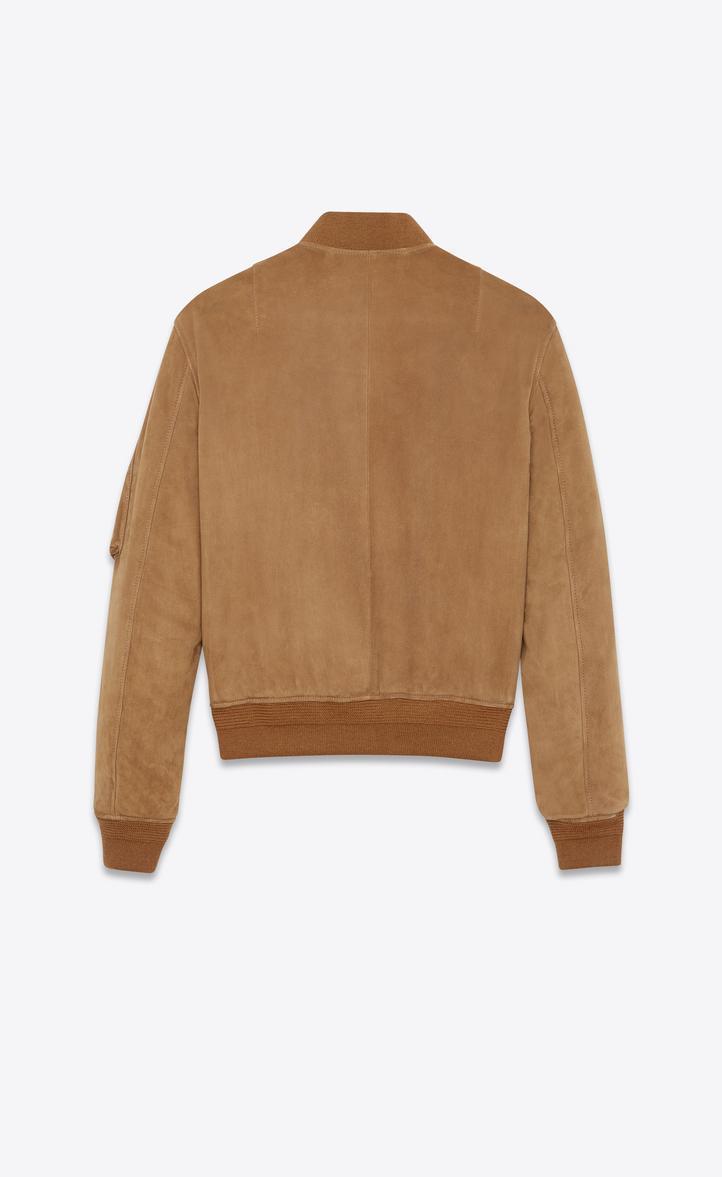 SAINT LAURENT Zipped Bomber Jacket In Brown
